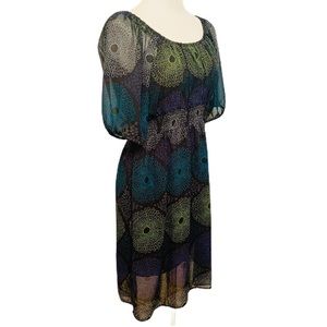 Mossimo Colorful Print Sheer Overlay Dress Small